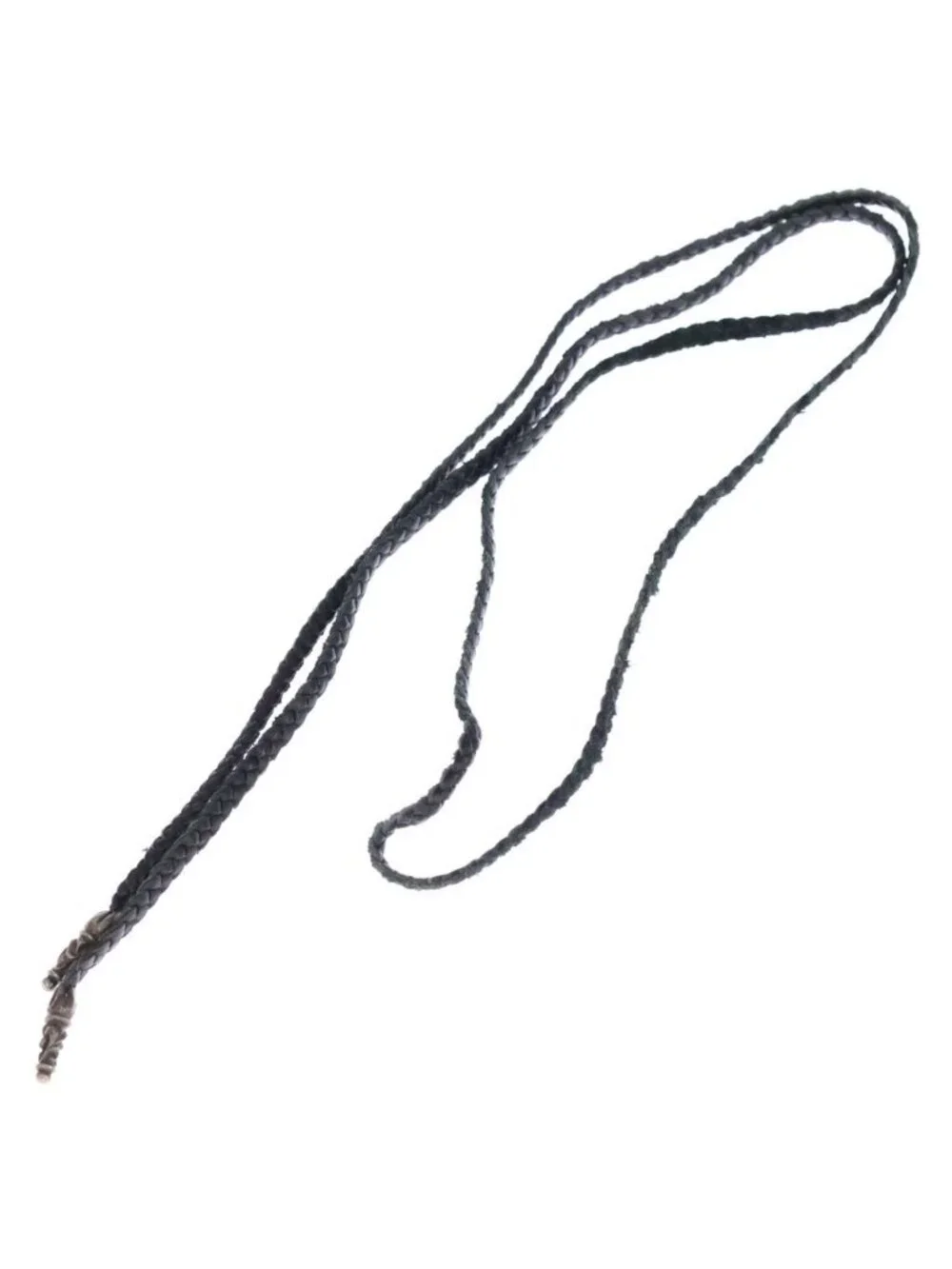 Chrome Hearts Leather Braid Scroll Necklace Black Silver